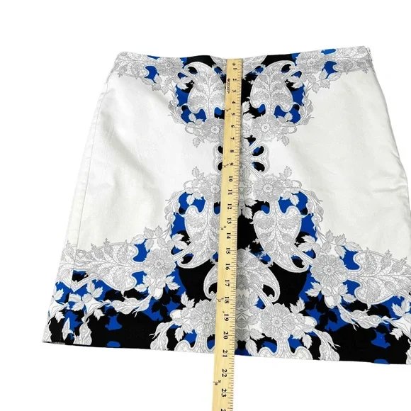 Worthington Womens Blue White Floral Patterned A-line Skirt Size 16W - Picture 3 of 9